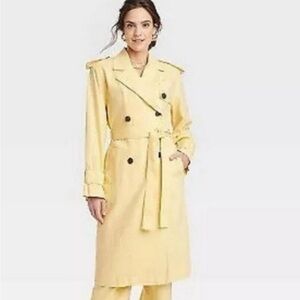 Yellow Double-Breasted Women's Trench Coat NWT Large